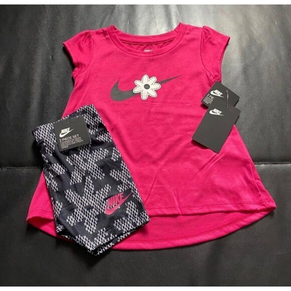 NWT Nike Floral Athletic Set Girls Size 3T - Picture 1 of 3